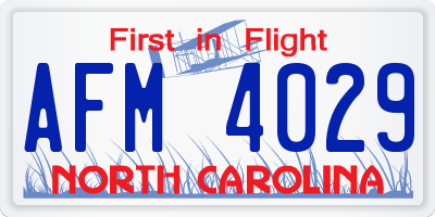 NC license plate AFM4029