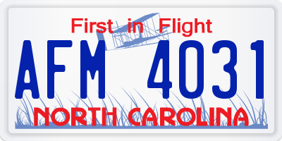 NC license plate AFM4031