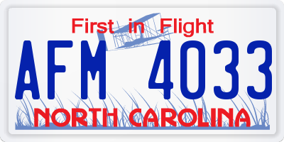 NC license plate AFM4033