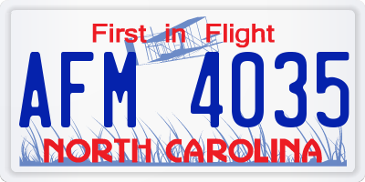 NC license plate AFM4035