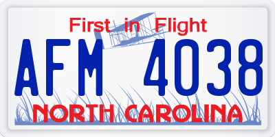 NC license plate AFM4038