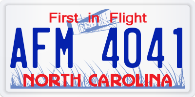 NC license plate AFM4041