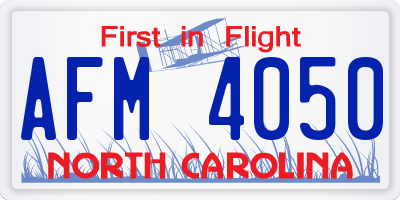 NC license plate AFM4050