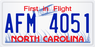 NC license plate AFM4051