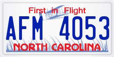 NC license plate AFM4053