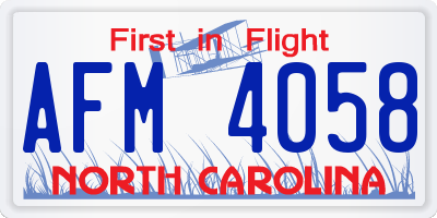 NC license plate AFM4058