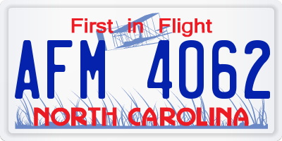 NC license plate AFM4062
