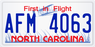 NC license plate AFM4063