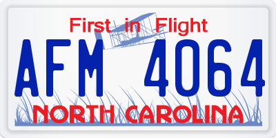 NC license plate AFM4064