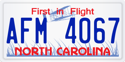 NC license plate AFM4067