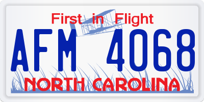 NC license plate AFM4068