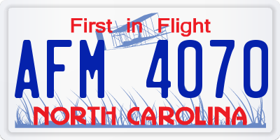 NC license plate AFM4070