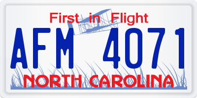 NC license plate AFM4071