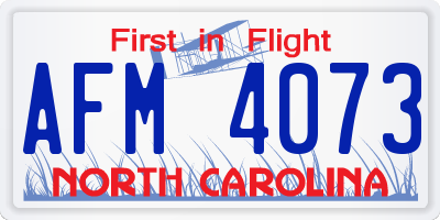 NC license plate AFM4073