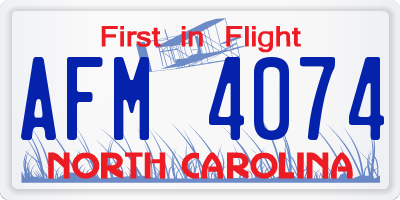 NC license plate AFM4074