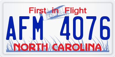NC license plate AFM4076