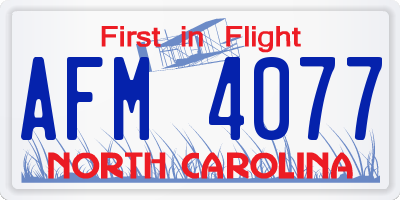 NC license plate AFM4077