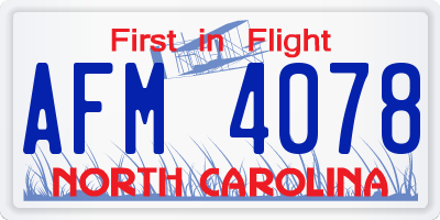NC license plate AFM4078