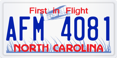 NC license plate AFM4081