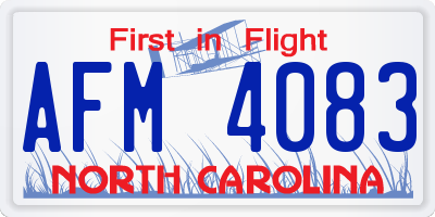 NC license plate AFM4083