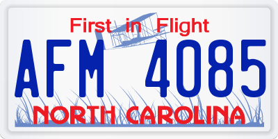 NC license plate AFM4085