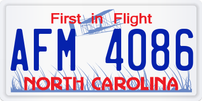 NC license plate AFM4086