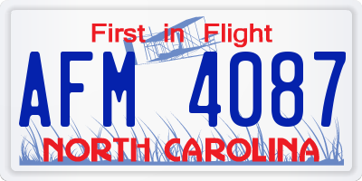 NC license plate AFM4087