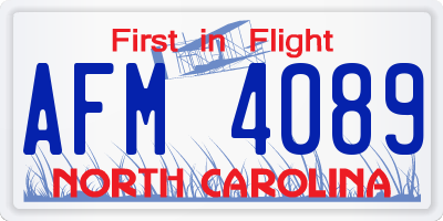 NC license plate AFM4089