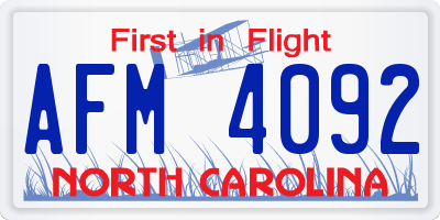 NC license plate AFM4092