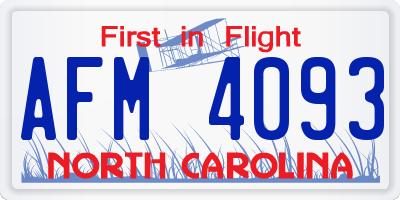 NC license plate AFM4093