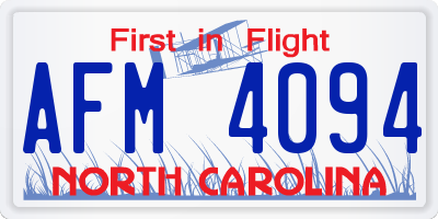 NC license plate AFM4094