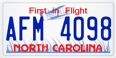 NC license plate AFM4098
