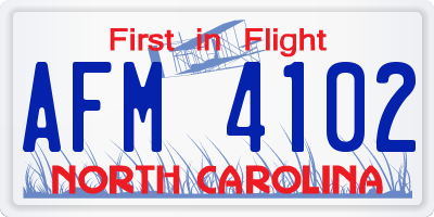NC license plate AFM4102