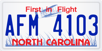 NC license plate AFM4103
