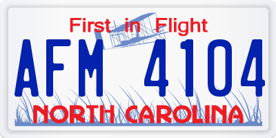 NC license plate AFM4104