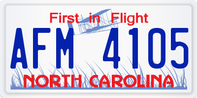 NC license plate AFM4105