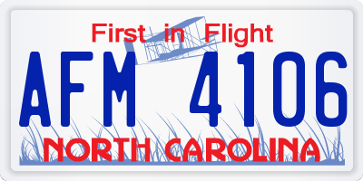 NC license plate AFM4106