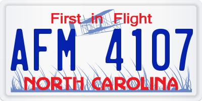 NC license plate AFM4107