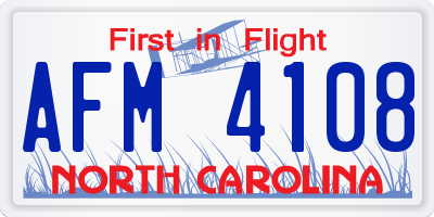 NC license plate AFM4108