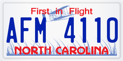 NC license plate AFM4110