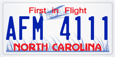 NC license plate AFM4111