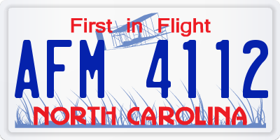NC license plate AFM4112
