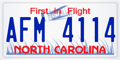 NC license plate AFM4114