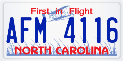 NC license plate AFM4116