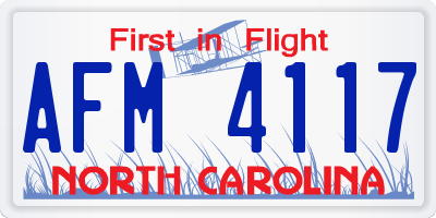 NC license plate AFM4117