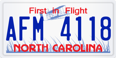 NC license plate AFM4118