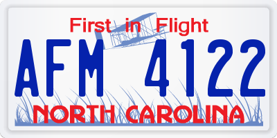 NC license plate AFM4122