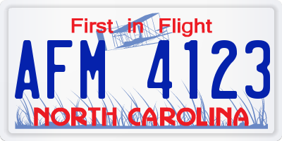 NC license plate AFM4123