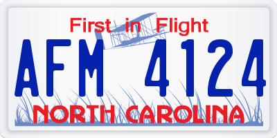NC license plate AFM4124