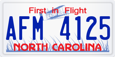 NC license plate AFM4125